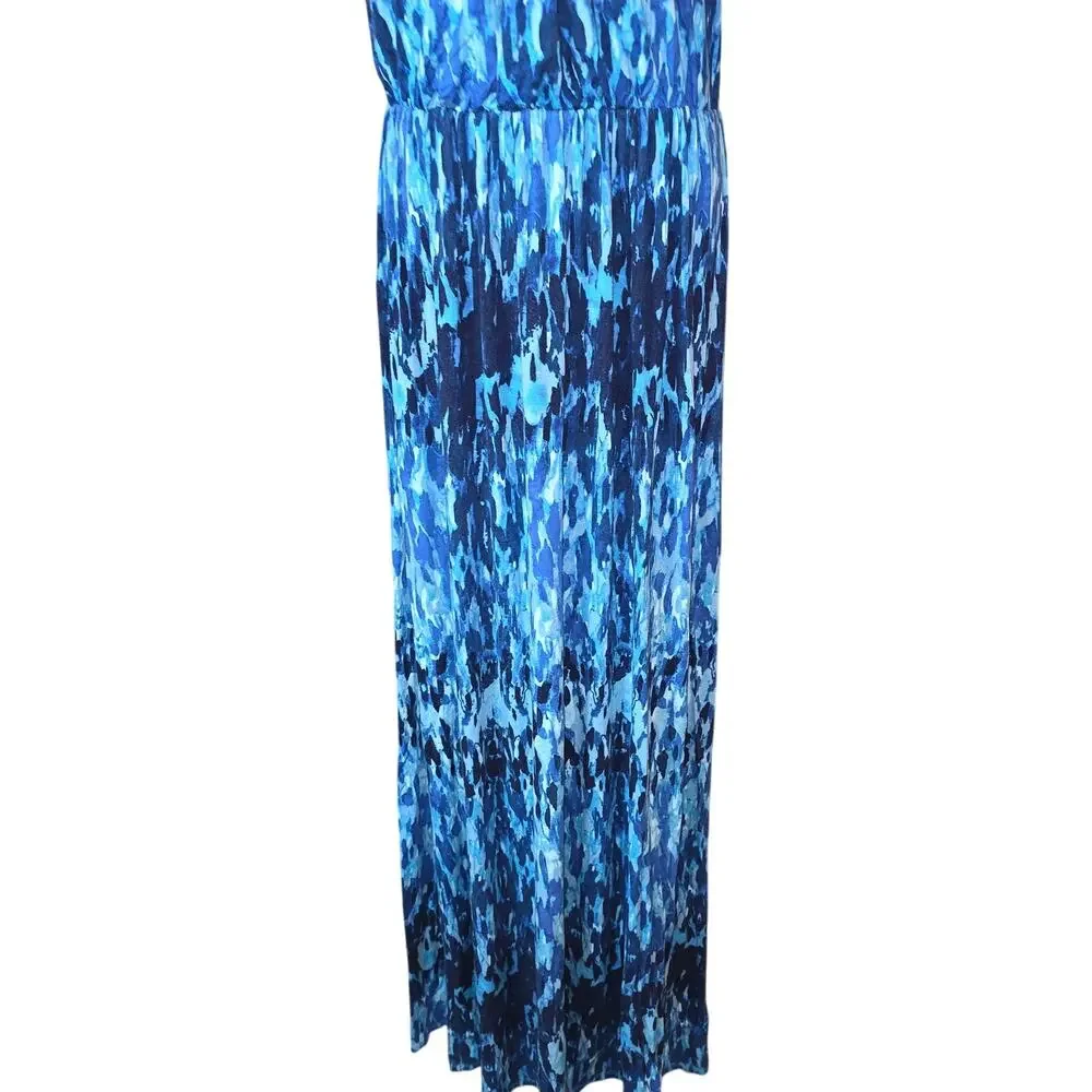 Felicity & Coco shades of blue, cinched waist, spaghetti strap maxi dress‎ sz Sm